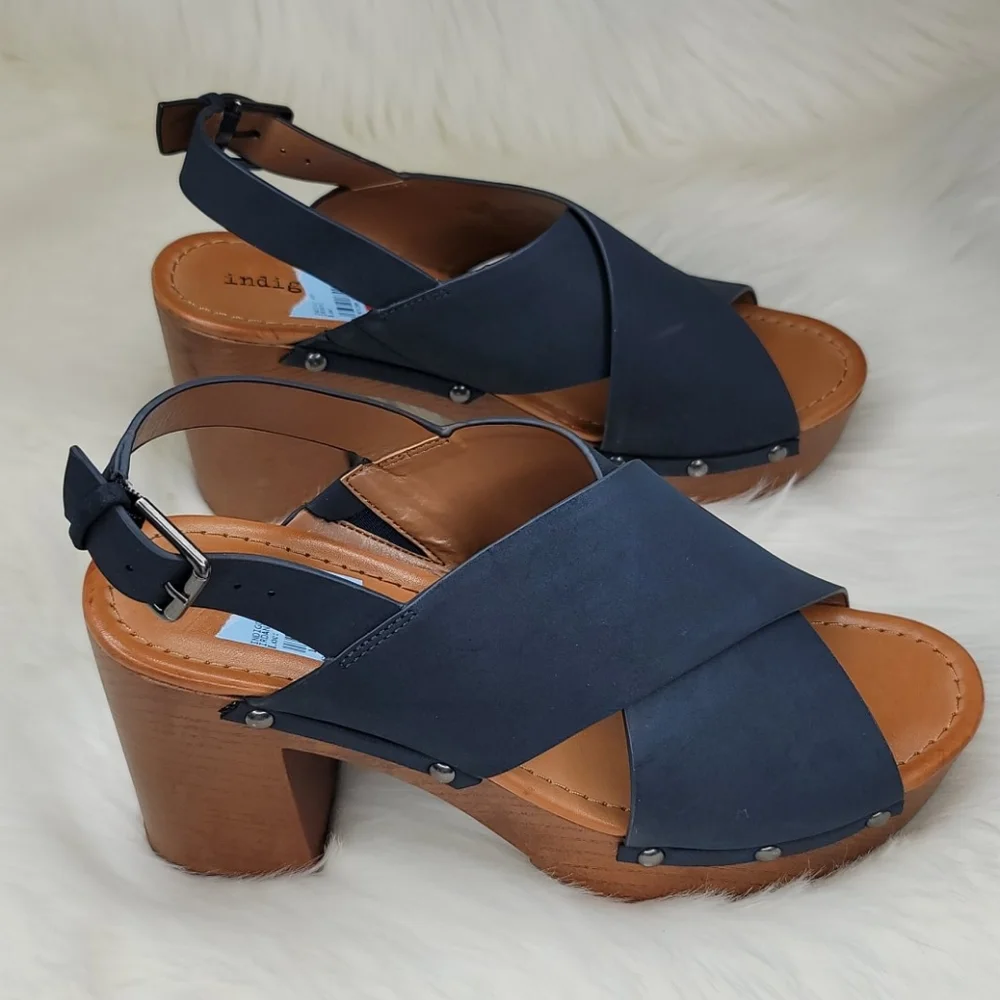 Indigo Rd Dani Sandal Heel Navy Blue